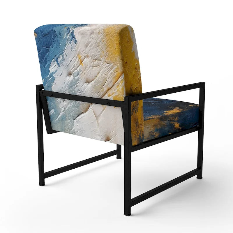 Fauteuil d'appoint abstrait rembourré Blue and Yellow Intuitive Expressions I et fauteuil moderne et contemporain