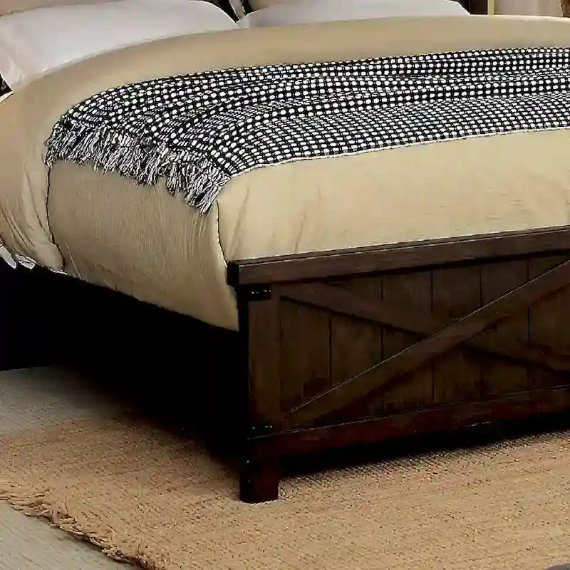Lit en bois de noyer foncé de style rustique