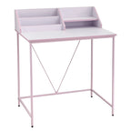 Bureau d'étudiant rose/gris avec étagère à livres et rangements, 1 personne