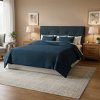MJL Furniture Ali Button Tufted Obsession Navy Upholstered Headboard