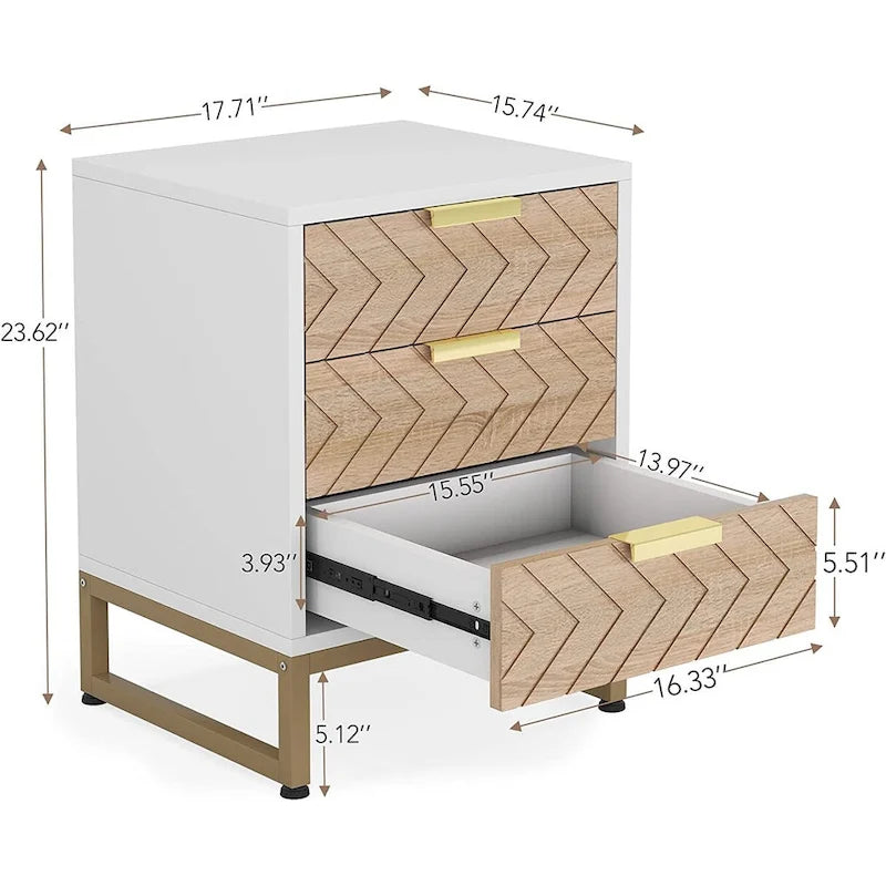 Table de chevet moderne avec 3 tiroirs pour chambre à coucher