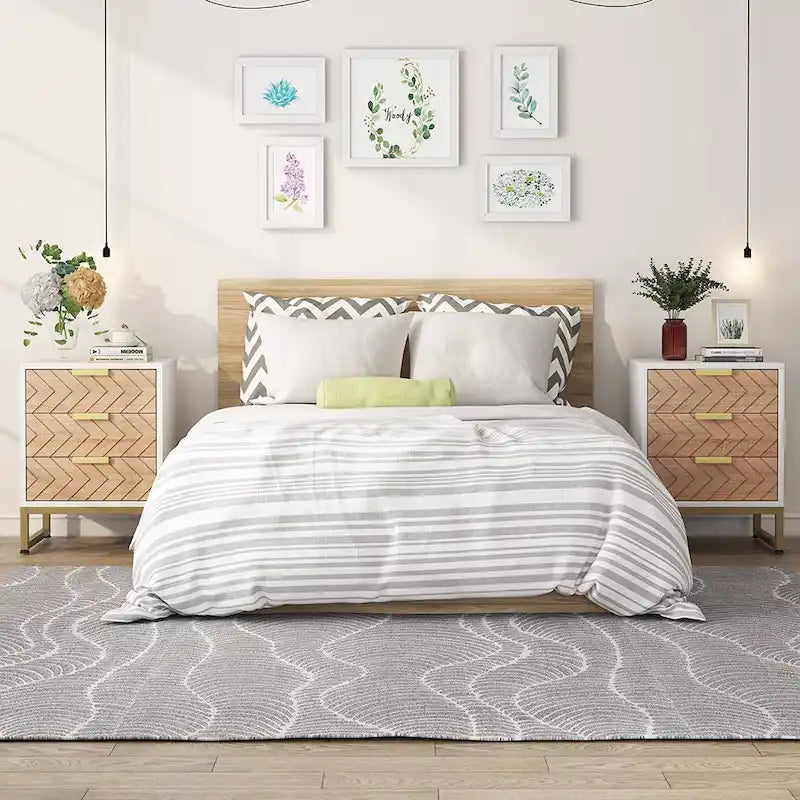 Table de chevet moderne avec 3 tiroirs pour chambre à coucher