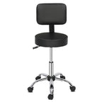 Tabouret de salon roulant et pivotant avec dossier et repose-pieds