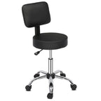 Tabouret de salon roulant et pivotant avec dossier et repose-pieds