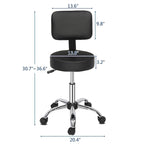 Tabouret de salon roulant et pivotant avec dossier et repose-pieds