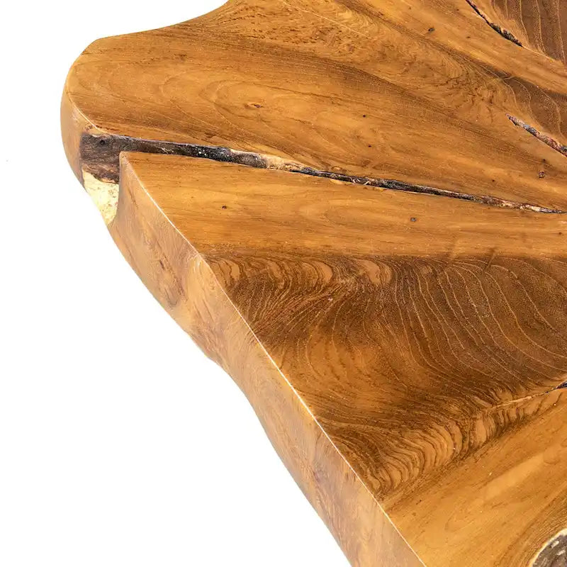 Rehausseur en teck Live Edge avec base en fer