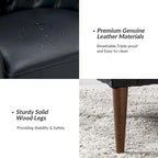 Fauteuil crapaud classique en cuir véritable avec pieds en bois et dossier capitonné (lot de 2)