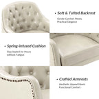 Fauteuil crapaud classique en cuir véritable avec pieds en bois et dossier capitonné (lot de 2)