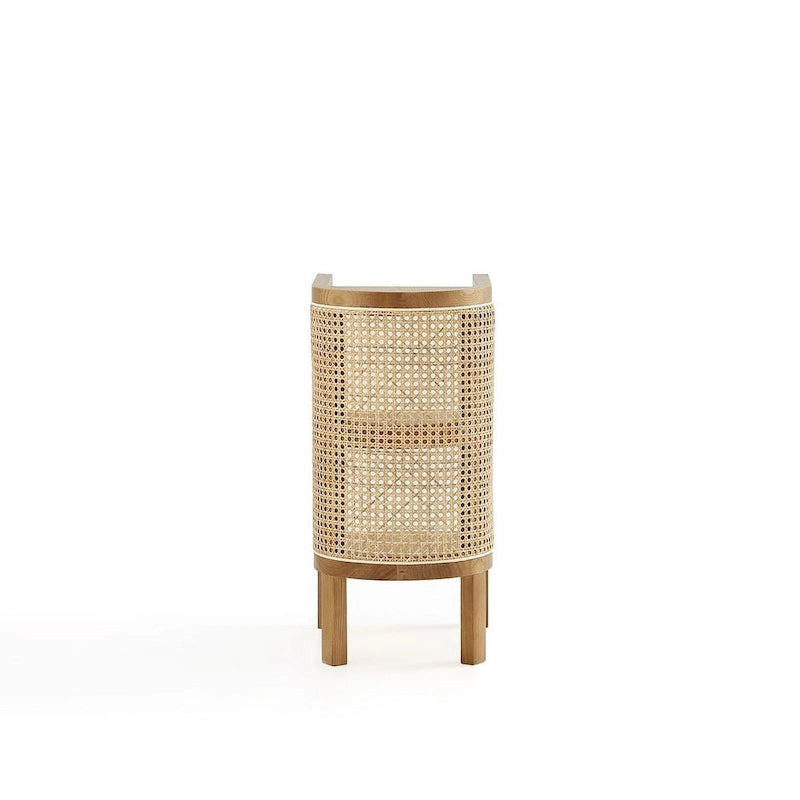 Table d'appoint — Noir avec rotin tressé naturel