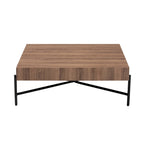 Table Basse Industrielle Moderne Savion en Bois Noyer et Métal Noir