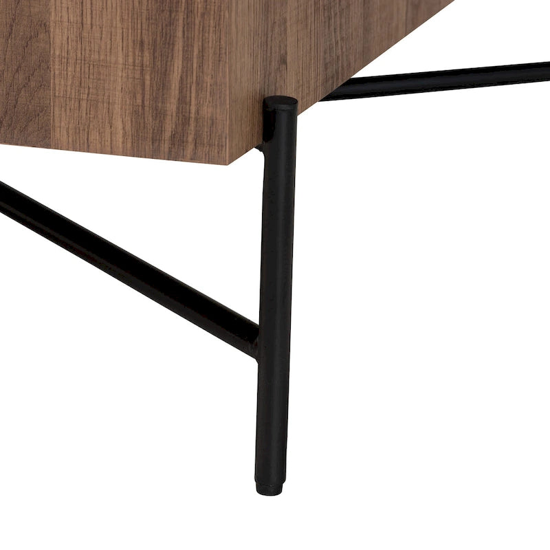 Table Basse Industrielle Moderne Savion en Bois Noyer et Métal Noir