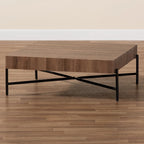 Table Basse Industrielle Moderne Savion en Bois Noyer et Métal Noir