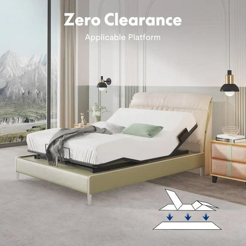 Cadre de lit électrique Twin XL/Queen/Split King, sans dégagement, gravité zéro, support de matelas