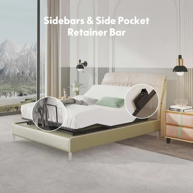 Cadre de lit électrique Twin XL/Queen/Split King, sans dégagement, gravité zéro, support de matelas