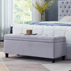 Banc de rangement capitonné en tissu avec boutons