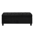 Banc de rangement capitonné en tissu avec boutons