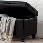 Banc de rangement capitonné en tissu avec boutons