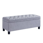 Banc de rangement capitonné en tissu avec boutons