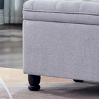 Banc de rangement capitonné en tissu avec boutons