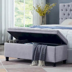 Banc de rangement capitonné en tissu avec boutons