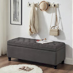 Banc de rangement capitonné en tissu avec boutons