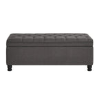 Banc de rangement capitonné en tissu avec boutons