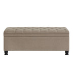 Banc de rangement capitonné en tissu avec boutons
