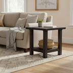 Pine Wood End Table with Exposed Hardware, Brown