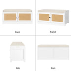 Banc de rangement à chaussures blanc pour entrée avec coussin et étagères réglables - 101,1 L x 39,9 P x 45,7 H cm