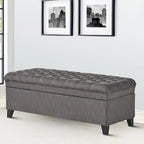 Banc de rangement capitonné classique et élégant avec assise décorée de boutons touffetés