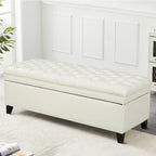 Banc de rangement capitonné classique et élégant avec assise décorée de boutons touffetés