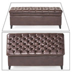 Banc de rangement capitonné classique et élégant avec assise décorée de boutons touffetés