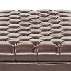 Banc de rangement capitonné classique et élégant avec assise décorée de boutons touffetés