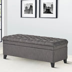 Banc de rangement capitonné classique et élégant avec assise décorée de boutons touffetés