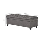 Banc de rangement capitonné classique et élégant avec assise décorée de boutons touffetés