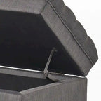 Banc de rangement capitonné classique et élégant avec assise décorée de boutons touffetés