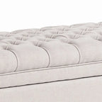 Banc de rangement capitonné classique et élégant avec assise décorée de boutons touffetés