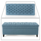 Banc de rangement capitonné classique et élégant avec assise décorée de boutons touffetés