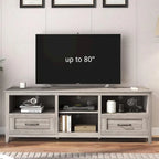 Meuble TV gris avec tiroirs de rangement et gestion des câbles pour TV de 65/75 pouces - M
