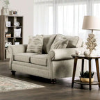 Ensemble de canapé deux places en tissu beige, style moderne et transitionnel