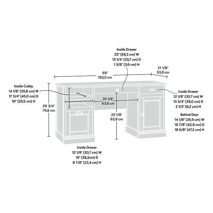 Bureau de direction avec tiroir classeur et rangements – 1 personne