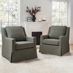 Ensemble de 2 fauteuils pivotants à bascule déhoussables de style campagnard