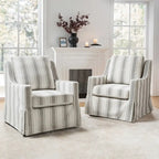 Ensemble de 2 fauteuils pivotants à bascule déhoussables de style campagnard