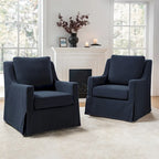 Ensemble de 2 fauteuils pivotants à bascule déhoussables de style campagnard