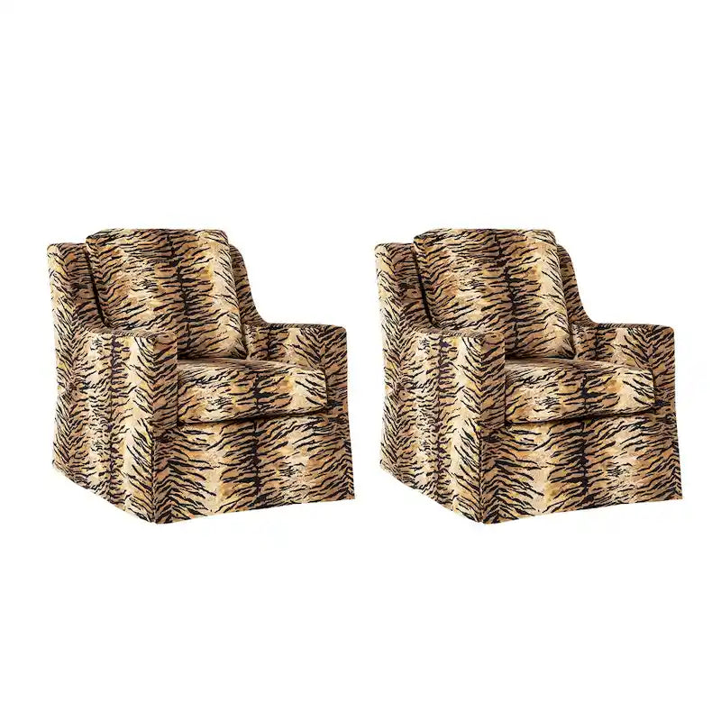 Ensemble de 2 fauteuils pivotants à bascule déhoussables de style campagnard