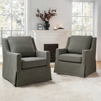 Ensemble de 2 fauteuils pivotants à bascule déhoussables de style campagnard