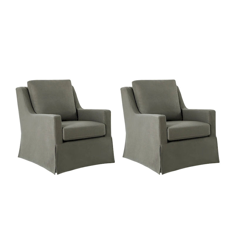 Ensemble de 2 fauteuils pivotants à bascule déhoussables de style campagnard