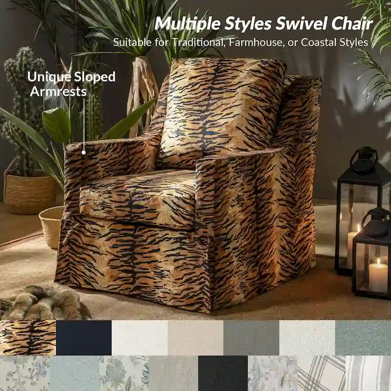 Ensemble de 2 fauteuils pivotants à bascule déhoussables de style campagnard