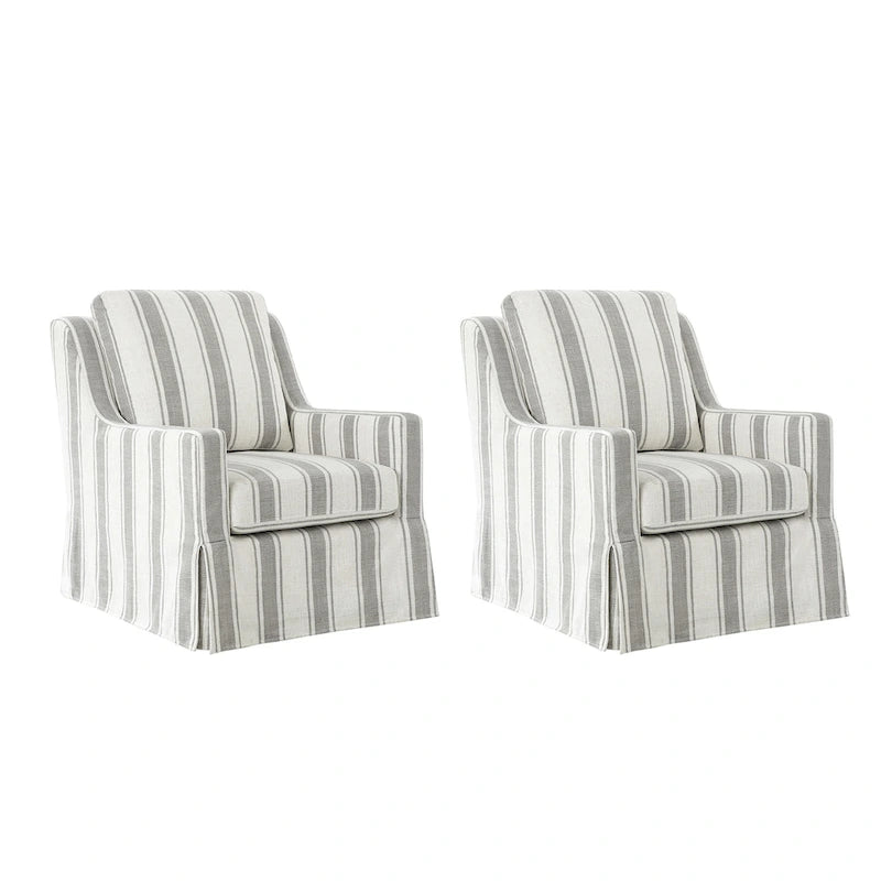 Ensemble de 2 fauteuils pivotants à bascule déhoussables de style campagnard