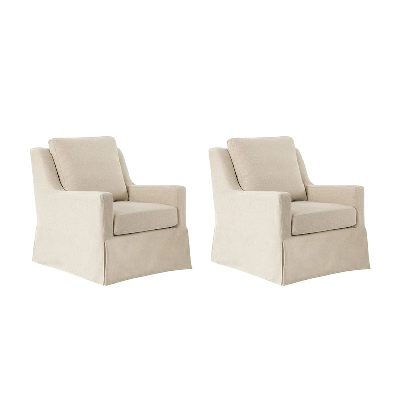 Ensemble de 2 fauteuils pivotants à bascule déhoussables de style campagnard